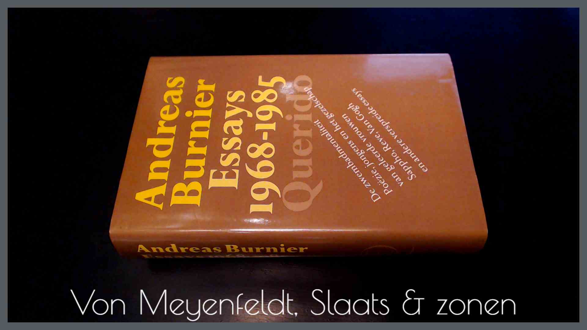 BURNIER, ANDREAS - Essays 1968 - 1985